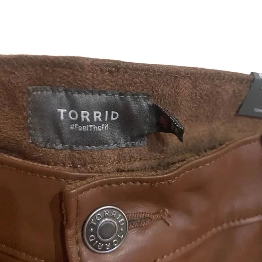 NWT Torrid Perfect Skinny Faux Leather Mid Rise Pant root Beer 18R - Picture 2 of 6